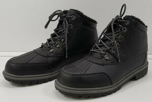 D) Vikings Men's Boots Faux Napa PU Black Leather Insulated Size 9